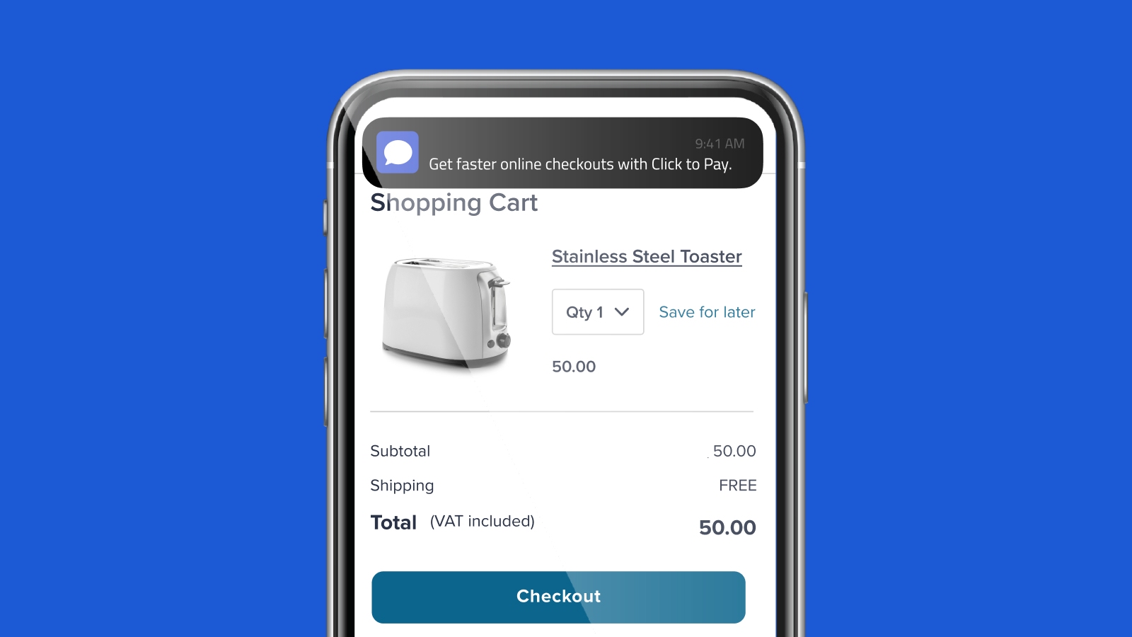 Mobile order confirmation using linked card with Click to Pay