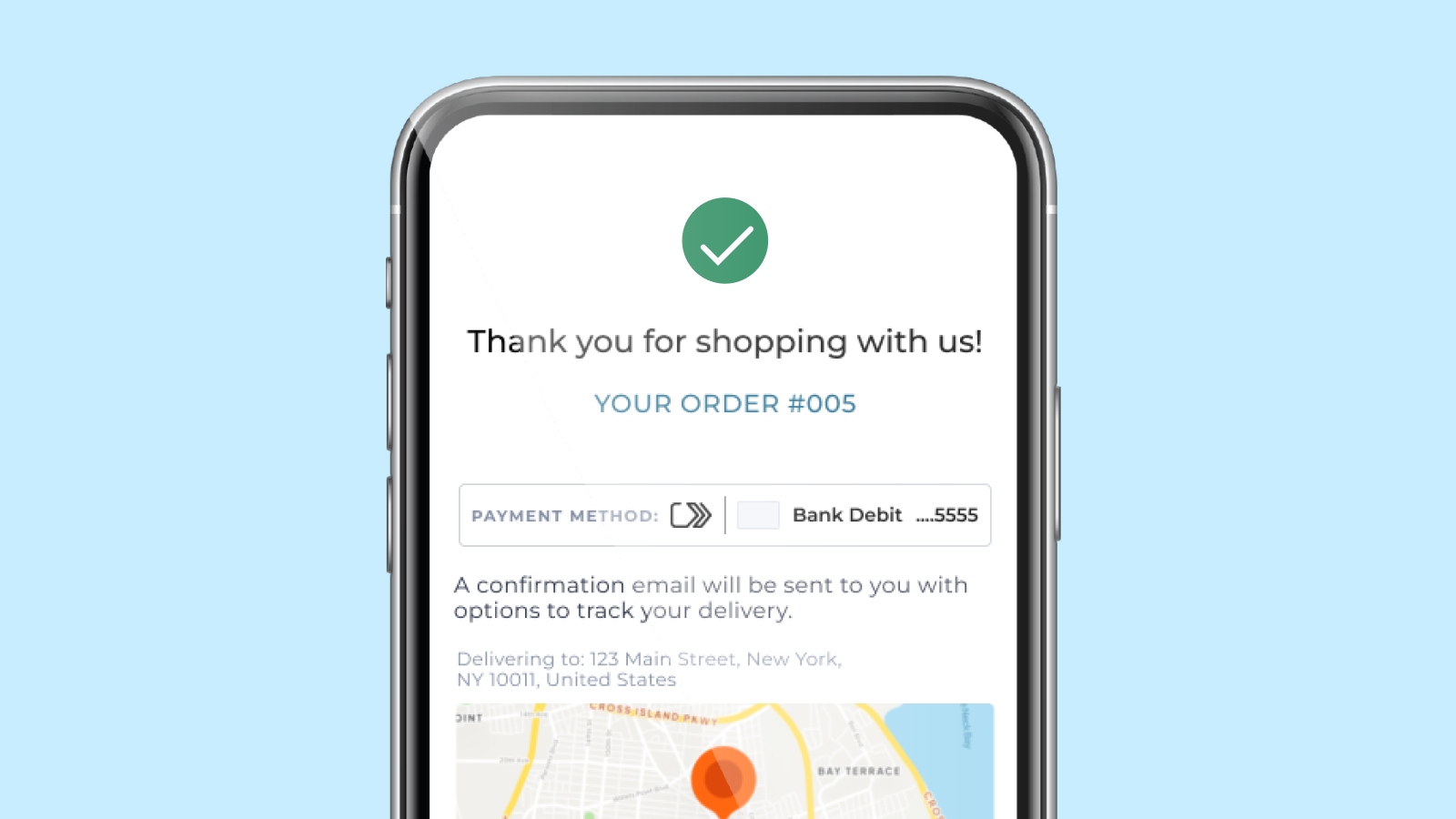 Mobile online checkout confirmation with linked card