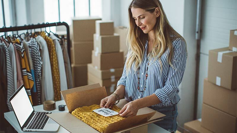 woman making parcel