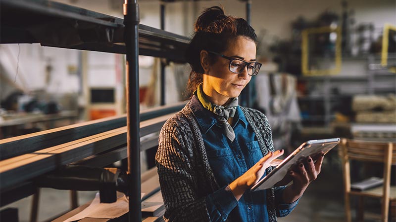 woman on tablet